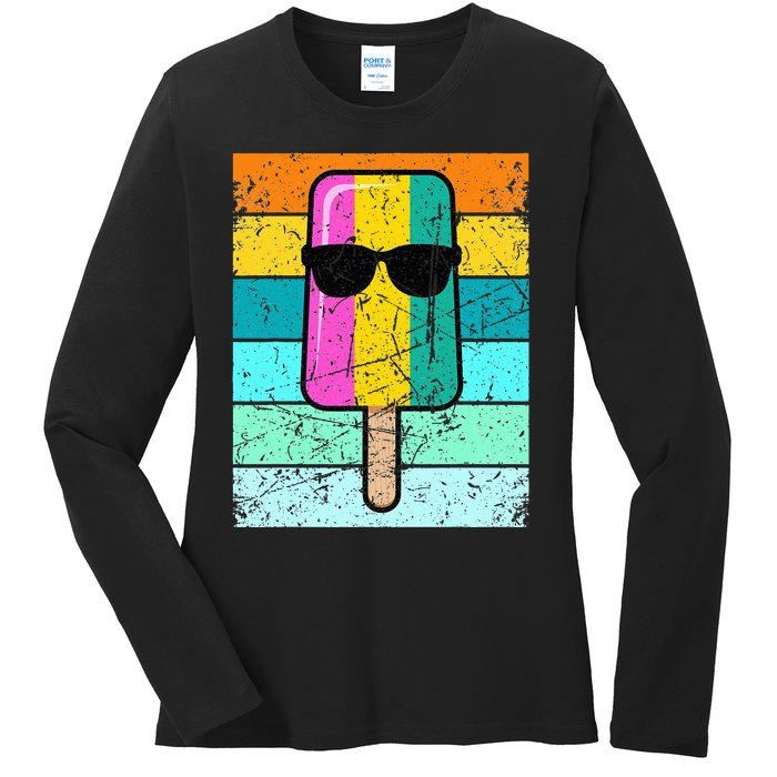 Summer Popsicle Funny Ice Cream Beach Pool Party Ladies Long Sleeve Shirt