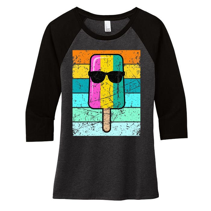 Summer Popsicle Funny Ice Cream Beach Pool Party Women's Tri-Blend 3/4-Sleeve Raglan Shirt