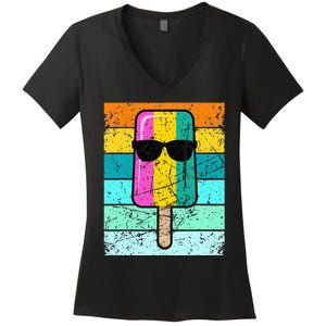 Summer Popsicle Funny Ice Cream Beach Pool Party Women's V-Neck T-Shirt