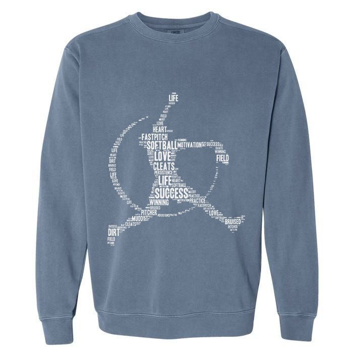 Softball Pitcher Fastpitch Softball Mom Garment-Dyed Sweatshirt
