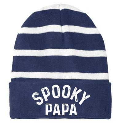 Spooky Papa Family Matching Halloween Dad Grandpa Costume Striped Beanie with Solid Band