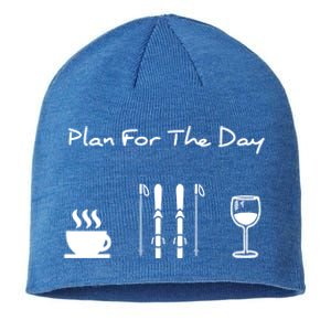 Skiing Plan For Day Coffee Skiing Wine Gift Sustainable Beanie