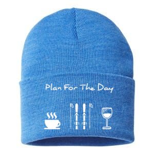 Skiing Plan For Day Coffee Skiing Wine Gift Sustainable Knit Beanie