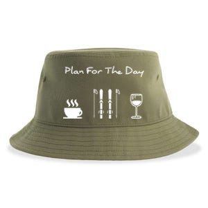 Skiing Plan For Day Coffee Skiing Wine Gift Sustainable Bucket Hat