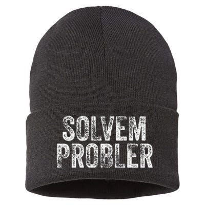 Solvem Probler Funny Problem Solver Vintage Distressed Sustainable Knit Beanie