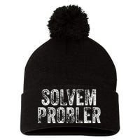 Solvem Probler Funny Problem Solver Vintage Distressed Pom Pom 12in Knit Beanie