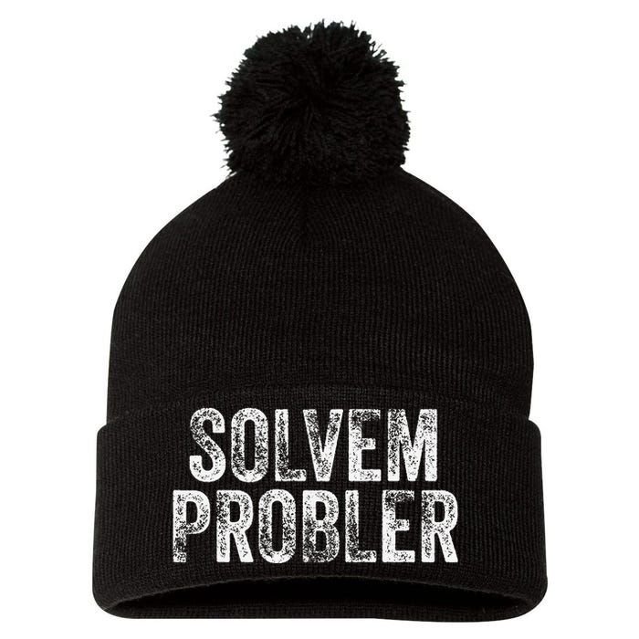 Solvem Probler Funny Problem Solver Vintage Distressed Pom Pom 12in Knit Beanie