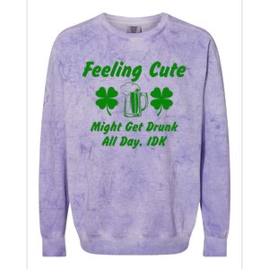 Saint Patrick's Feeling Cute Drunk St. Paddys Day Shenanigan Colorblast Crewneck Sweatshirt