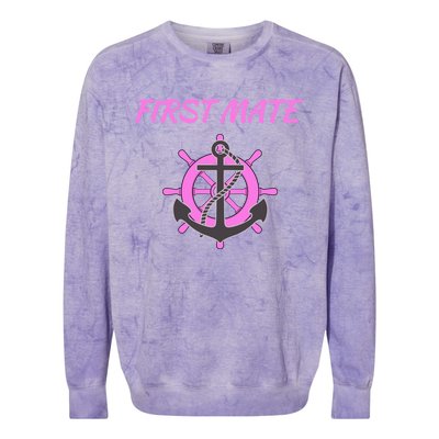 S Pink First Mate Boat Anchor Nautical Gift Colorblast Crewneck Sweatshirt