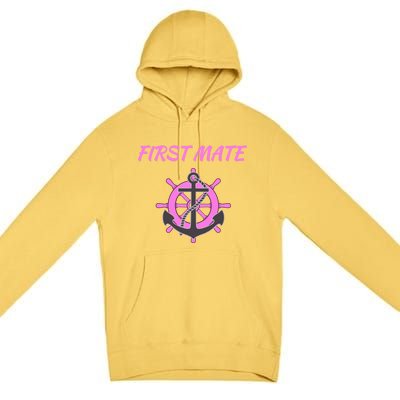 S Pink First Mate Boat Anchor Nautical Gift Premium Pullover Hoodie