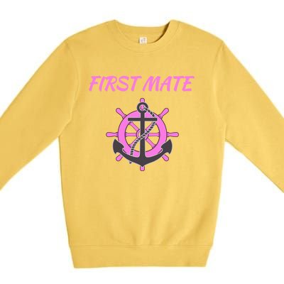 S Pink First Mate Boat Anchor Nautical Gift Premium Crewneck Sweatshirt