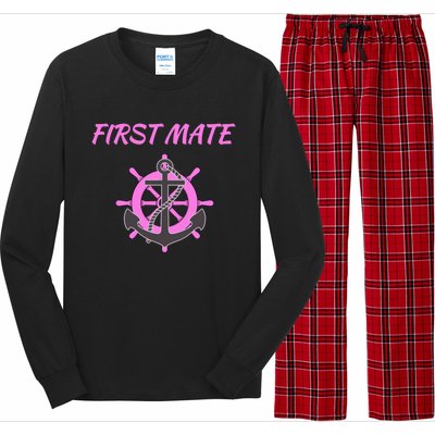 S Pink First Mate Boat Anchor Nautical Gift Long Sleeve Pajama Set