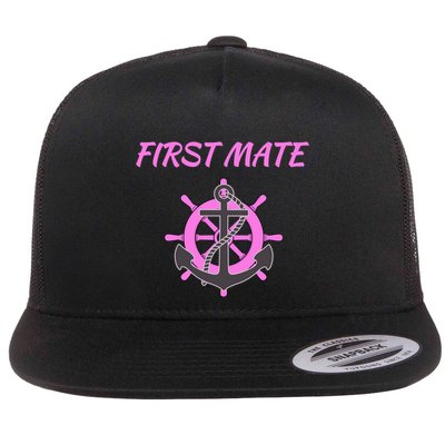 S Pink First Mate Boat Anchor Nautical Gift Flat Bill Trucker Hat