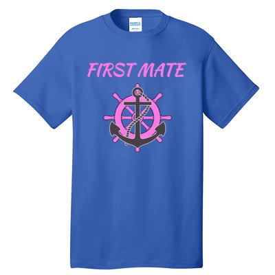 S Pink First Mate Boat Anchor Nautical Gift Tall T-Shirt