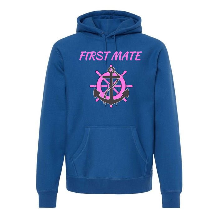 S Pink First Mate Boat Anchor Nautical Gift Premium Hoodie