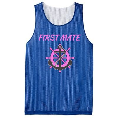 S Pink First Mate Boat Anchor Nautical Gift Mesh Reversible Basketball Jersey Tank