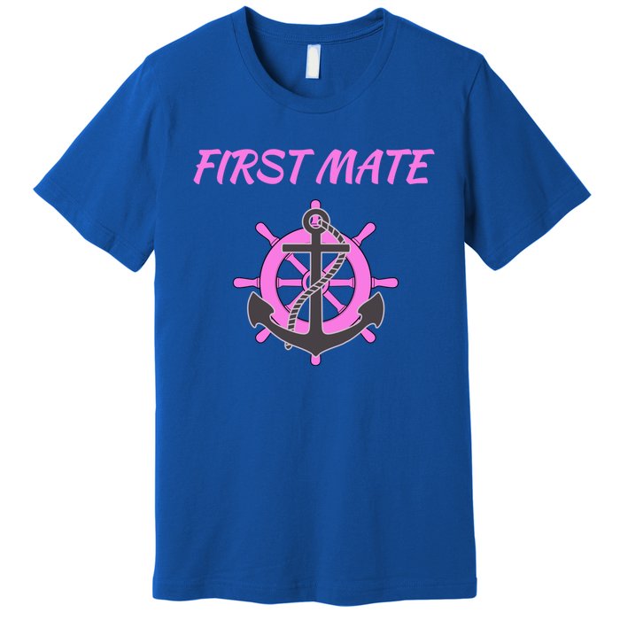 S Pink First Mate Boat Anchor Nautical Gift Premium T-Shirt