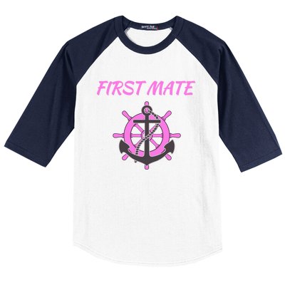 S Pink First Mate Boat Anchor Nautical Gift Baseball Sleeve Shirt