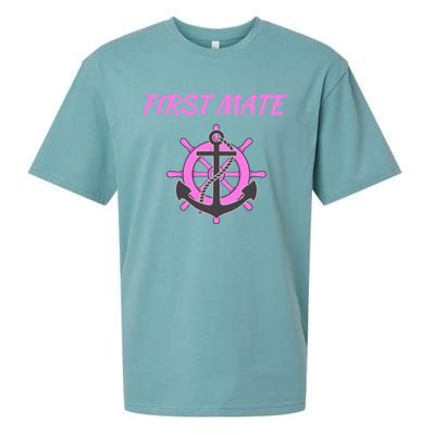 S Pink First Mate Boat Anchor Nautical Gift Sueded Cloud Jersey T-Shirt