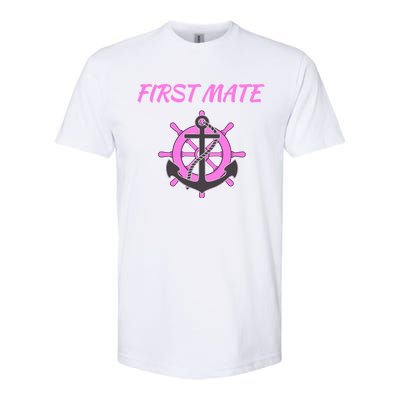 S Pink First Mate Boat Anchor Nautical Gift Softstyle CVC T-Shirt