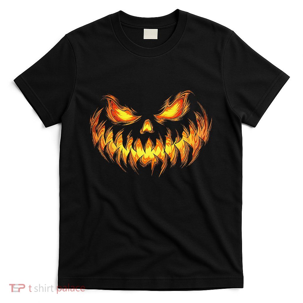 Scary Pumpkin Face Halloween Jack O Lantern Trick Treat T-Shirt