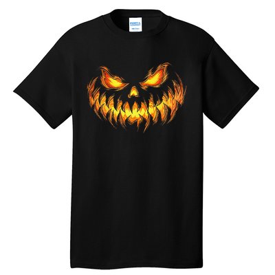 Scary Pumpkin Face Halloween Jack O Lantern Trick Treat Tall T-Shirt