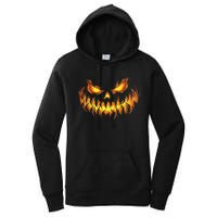 Scary Pumpkin Face Halloween Jack O Lantern Trick Treat Women's Pullover Hoodie