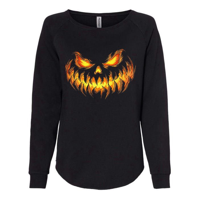 Scary Pumpkin Face Halloween Jack O Lantern Trick Treat Womens California Wash Sweatshirt