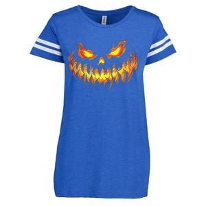 Scary Pumpkin Face Halloween Jack O Lantern Trick Treat Enza Ladies Jersey Football T-Shirt