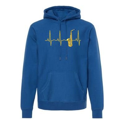 Saxophone Player Funny Gift Sax Heartbeat Hooded Cute Gift Gift Premium Hoodie