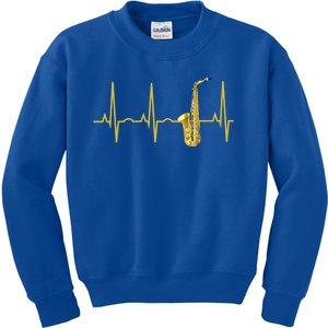 Saxophone Player Funny Gift Sax Heartbeat Hooded Cute Gift Gift Kids Sweatshirt