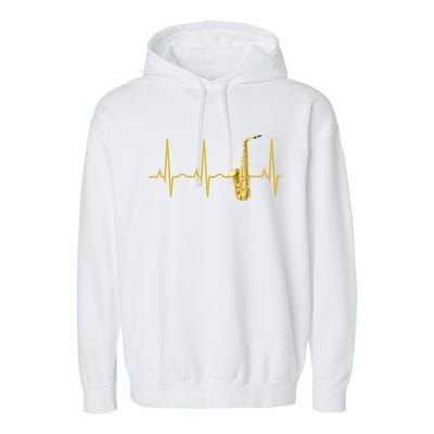 Saxophone Player Funny Gift Sax Heartbeat Hooded Cute Gift Gift Garment-Dyed Fleece Hoodie