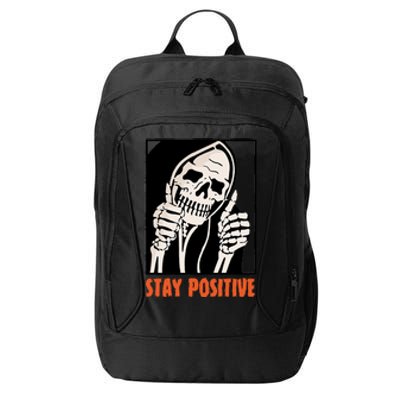 Stay Positive Funny Skeleton Thumbs Up Spooky Halloween City Backpack