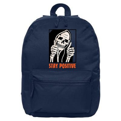 Stay Positive Funny Skeleton Thumbs Up Spooky Halloween 16 in Basic Backpack