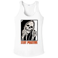 Stay Positive Funny Skeleton Thumbs Up Spooky Halloween Ladies PosiCharge Competitor Racerback Tank