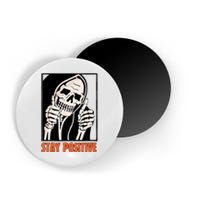 Stay Positive Funny Skeleton Thumbs Up Spooky Halloween Magnet