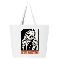 Stay Positive Funny Skeleton Thumbs Up Spooky Halloween 25L Jumbo Tote