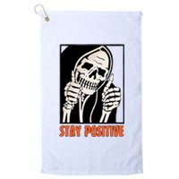 Stay Positive Funny Skeleton Thumbs Up Spooky Halloween Platinum Collection Golf Towel