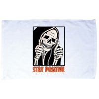 Stay Positive Funny Skeleton Thumbs Up Spooky Halloween Microfiber Hand Towel