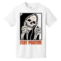 Stay Positive Funny Skeleton Thumbs Up Spooky Halloween Kids T-Shirt