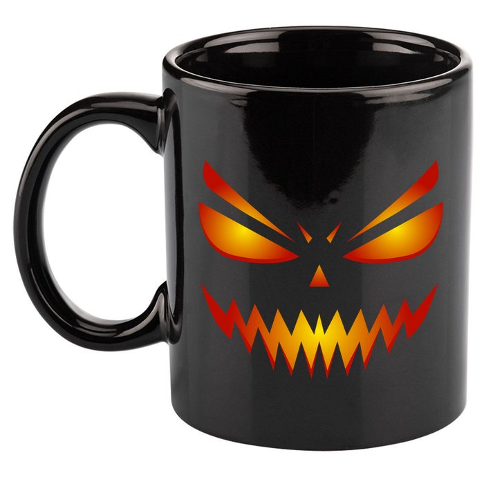 Spooky Pumpkin Face Halloween 11oz C Handle Ceramic Mug