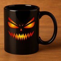 Spooky Pumpkin Face Halloween 11oz C Handle Ceramic Mug