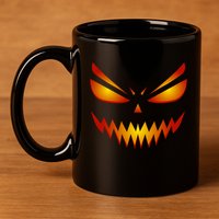 Spooky Pumpkin Face Halloween 11oz C Handle Ceramic Mug