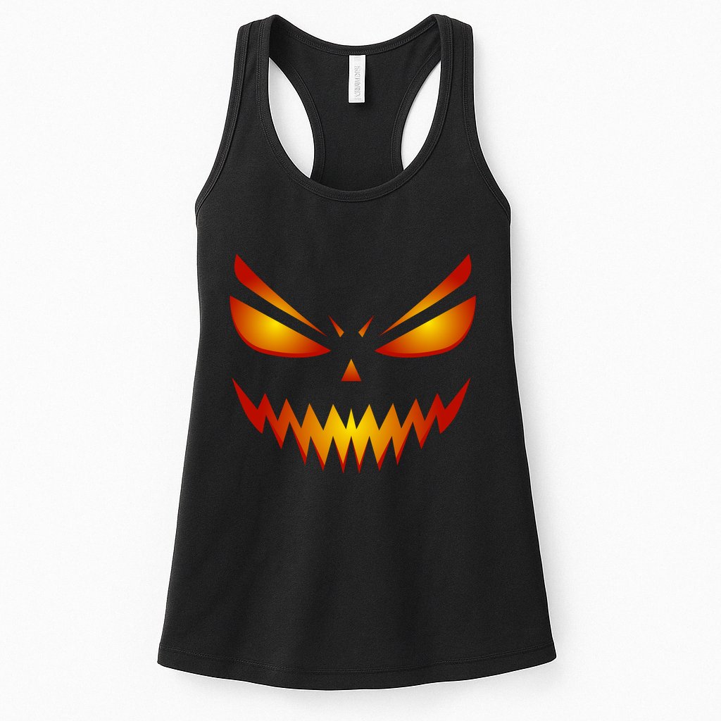 Spooky Pumpkin Face Halloween Womens Tank Top