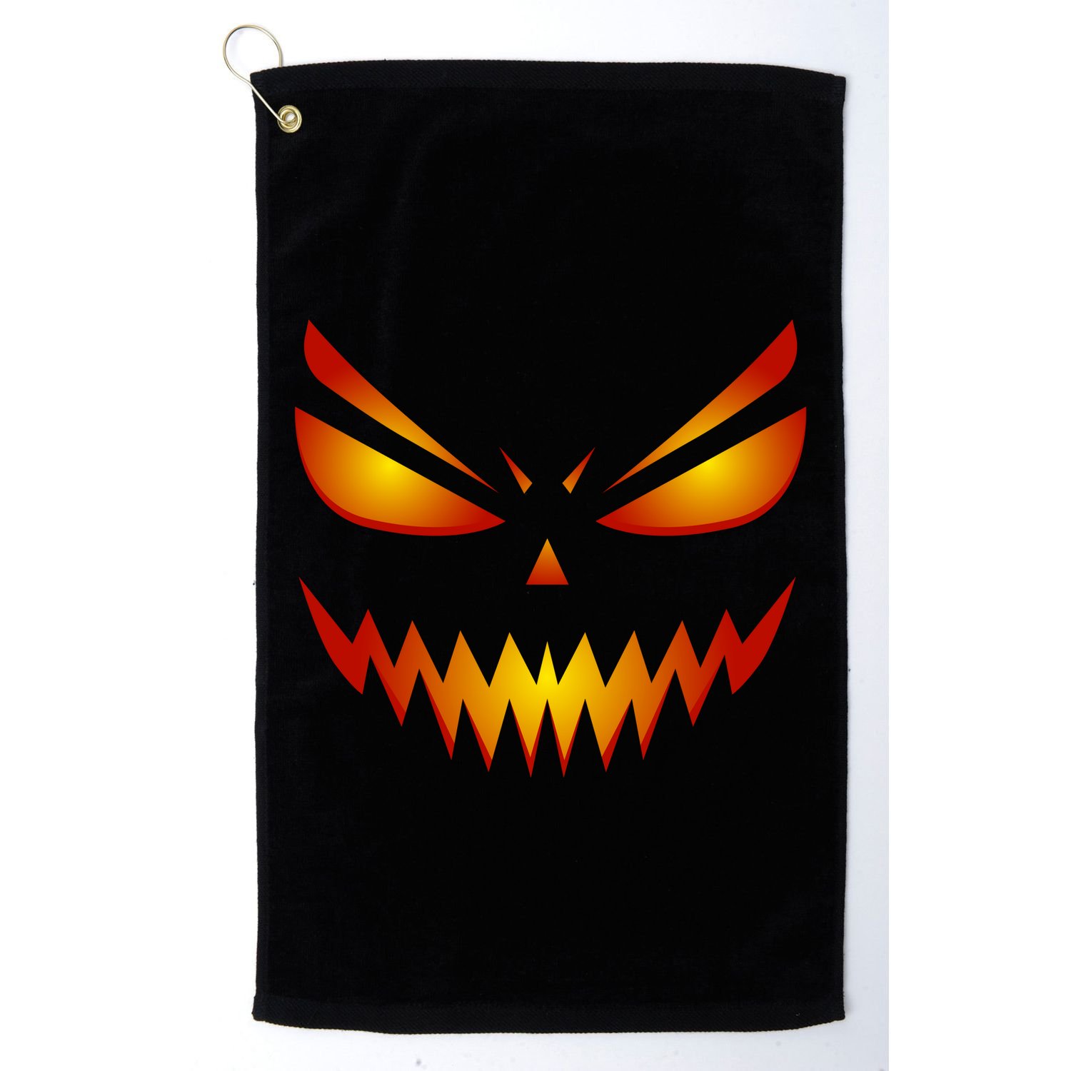 Spooky Pumpkin Face Halloween Golf Towel