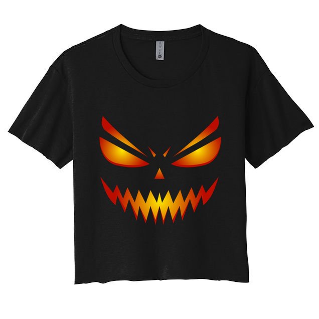 Spooky Pumpkin Face Halloween Crop Top