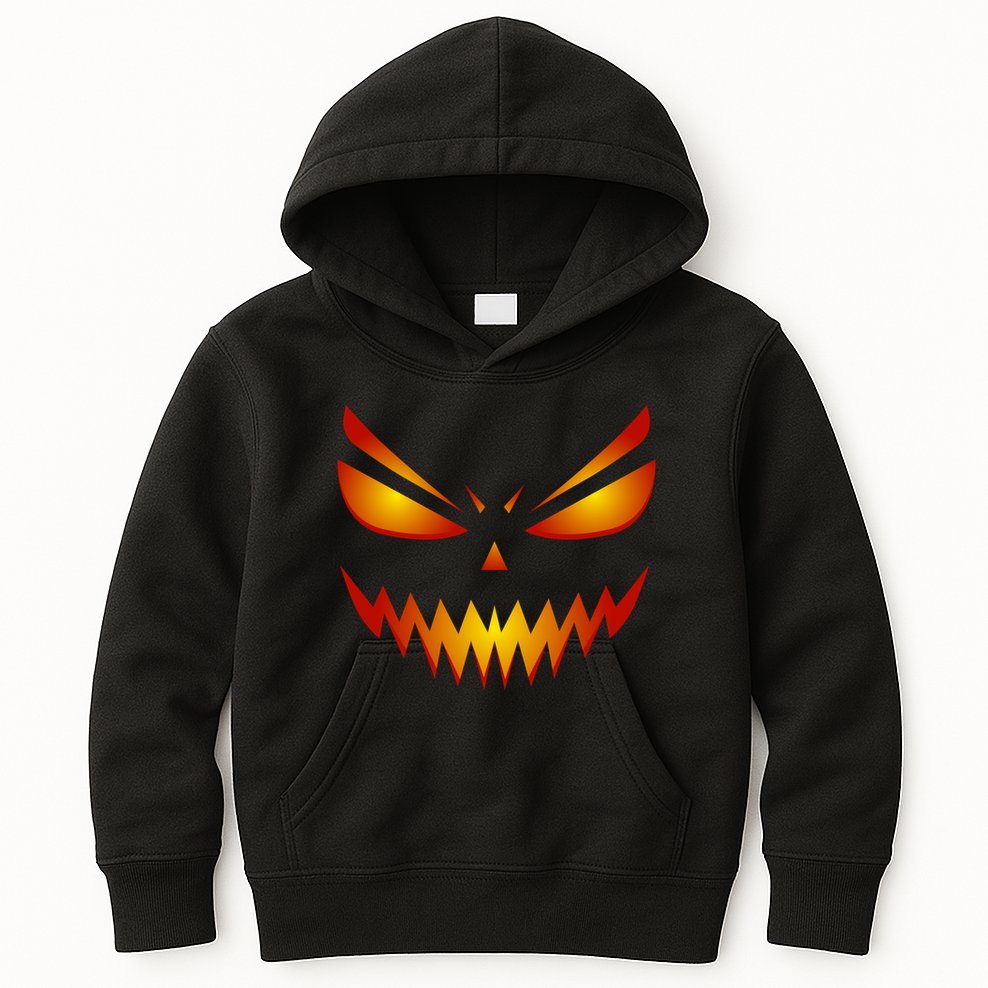 Spooky Pumpkin Face Halloween Kids Hoodie