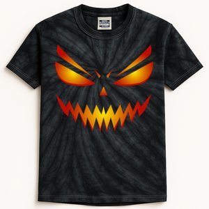 Spooky Pumpkin Face Halloween Kids Tie-Dye T-Shirt