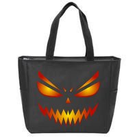 Spooky Pumpkin Face Halloween Zip Tote Bag