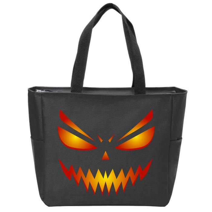 Spooky Pumpkin Face Halloween Zip Tote Bag